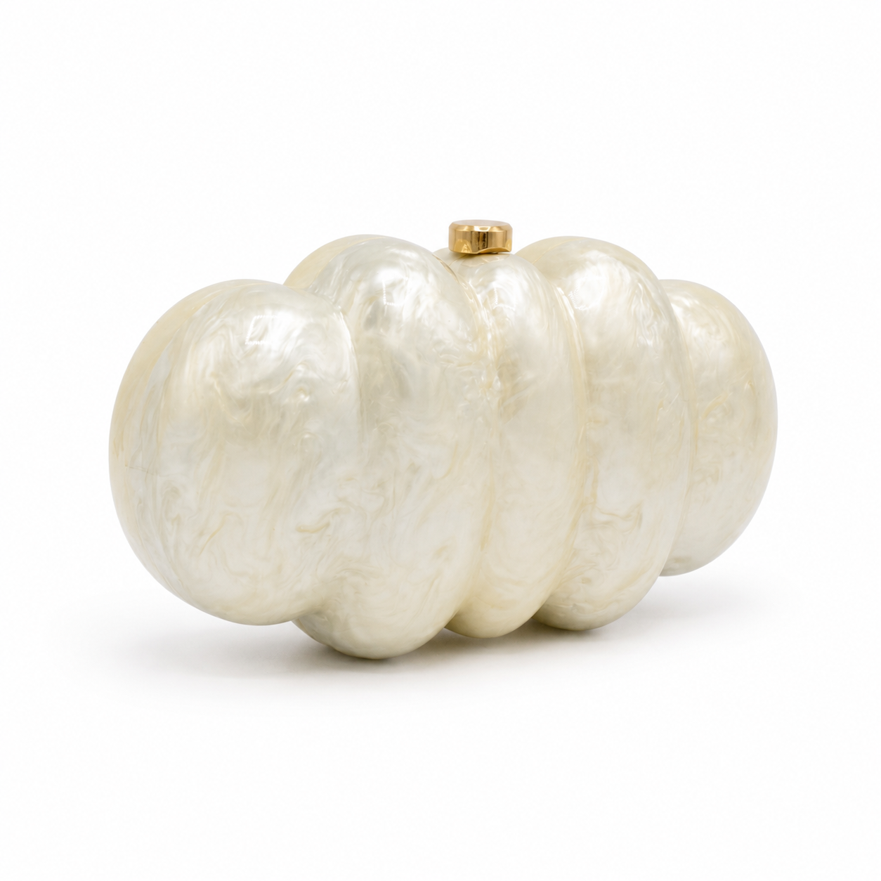 L’APOGÉE Nimbus in Ivory cloud-inspired acrylic clutch featuring an ivory pearl finish designed for weddings, formal events, and elegant occasion styling.