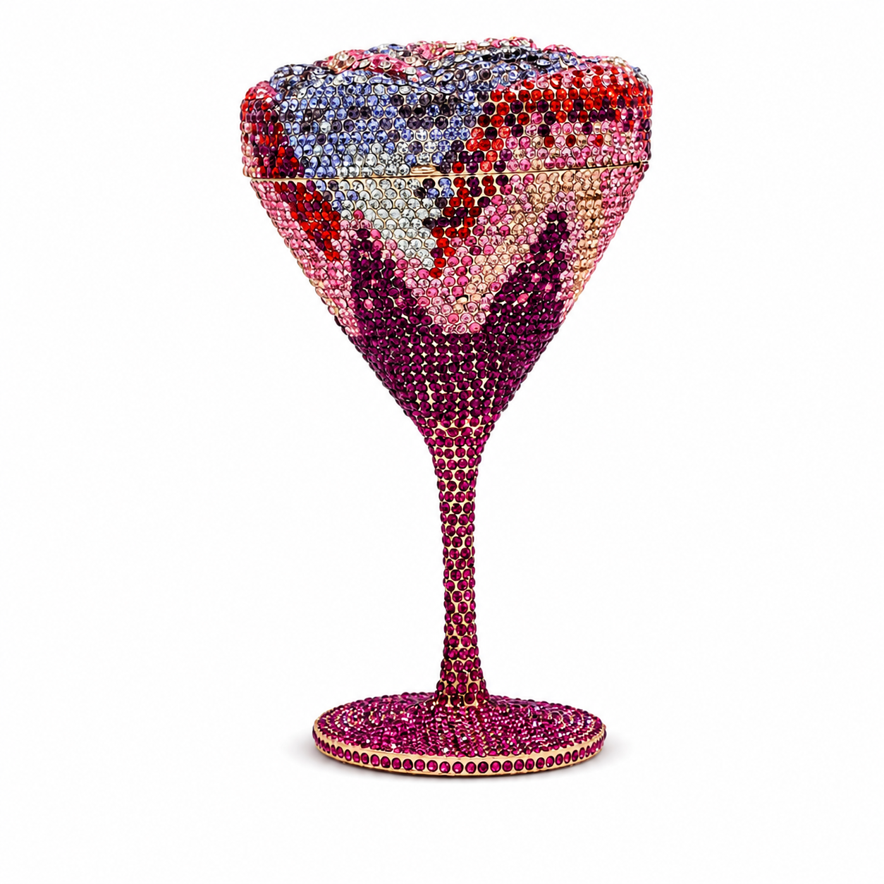 L’APOGÉE After Party rhinestone cocktail-shaped evening bag designed for parties, weddings, formal events, and glamorous night-out styling.