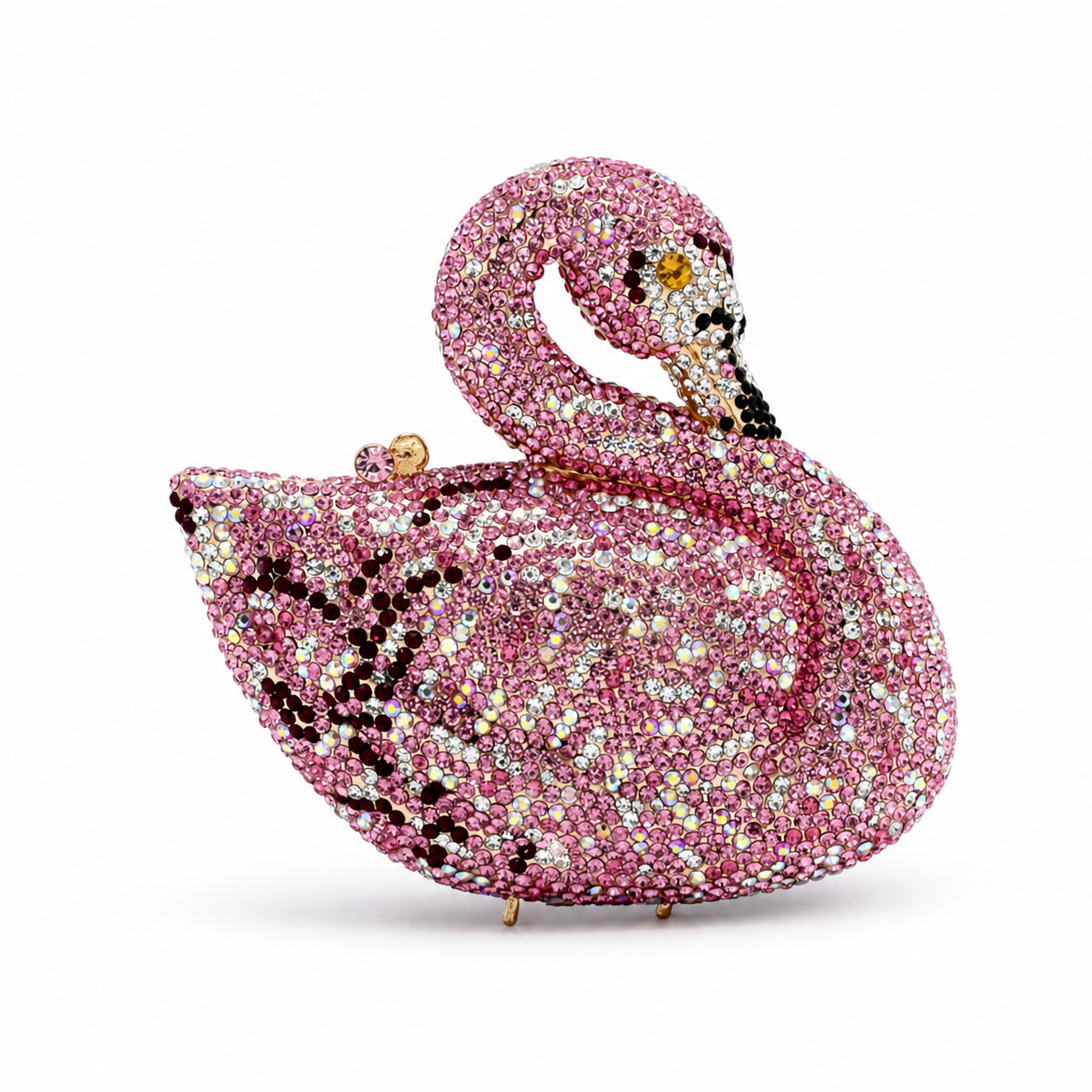 L’APOGÉE Grace swan-shaped rhinestone evening bag designed for weddings, formal events, luxury dinners, and glamorous statement occasion styling.
