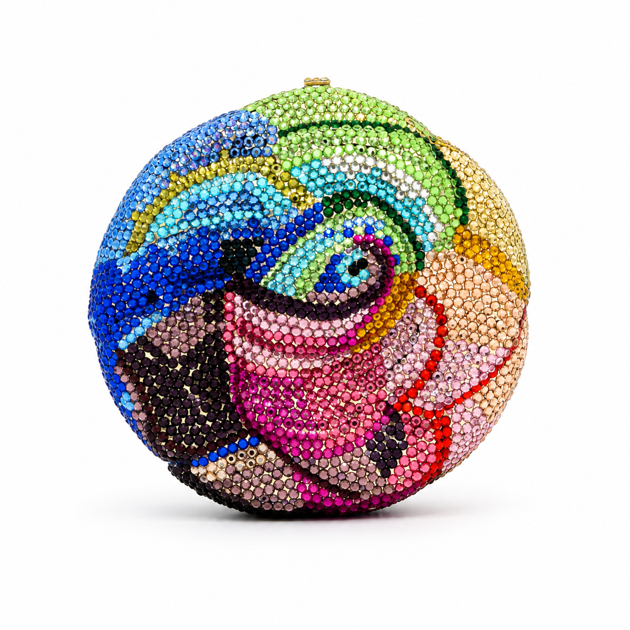 L’APOGÉE Romance rose-shaped rhinestone evening bag in multicolor designed for weddings, romantic occasions, formal events, and statement evening styling.
