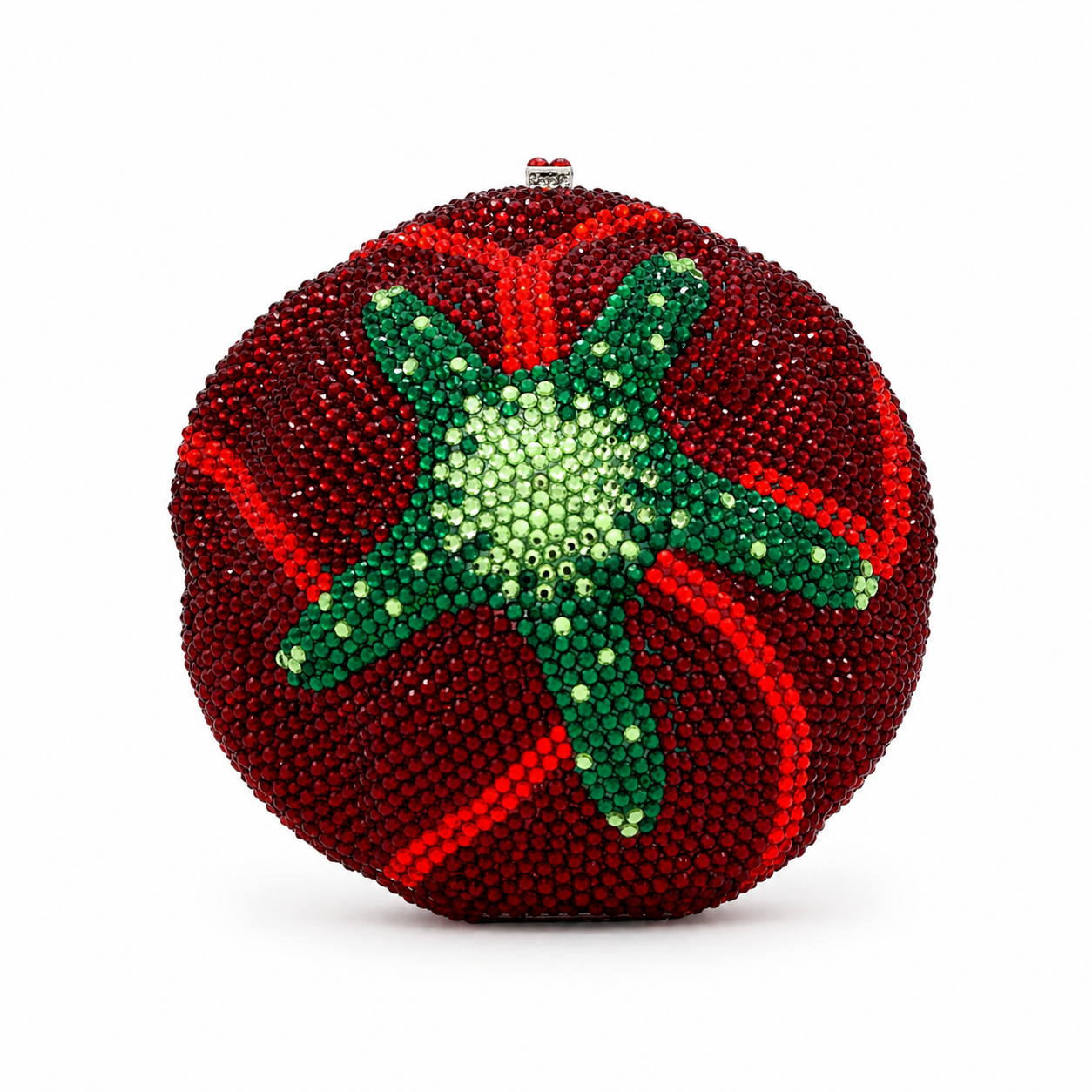 L’APOGÉE Romance rose-shaped rhinestone evening bag in red designed for weddings, romantic occasions, formal events, and statement evening styling.