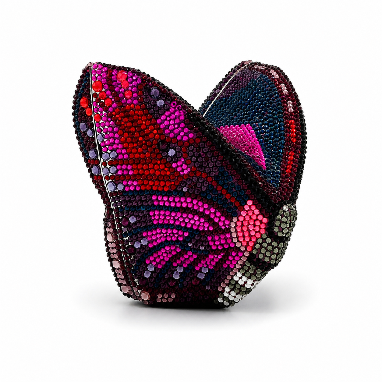 L’APOGÉE Velvet Wings butterfly-shaped rhinestone evening bag designed for parties, weddings, fashion events, and bold statement occasion styling.