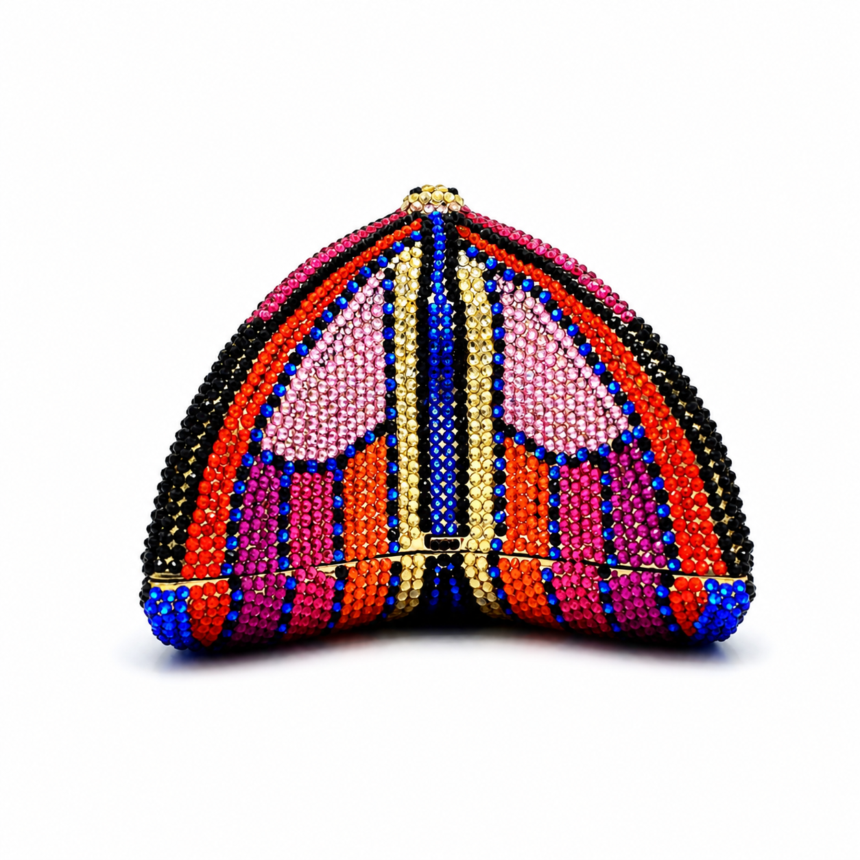 L’APOGÉE Prisma Wings butterfly-shaped rhinestone evening bag designed for parties, weddings, fashion events, and bold statement occasion styling.